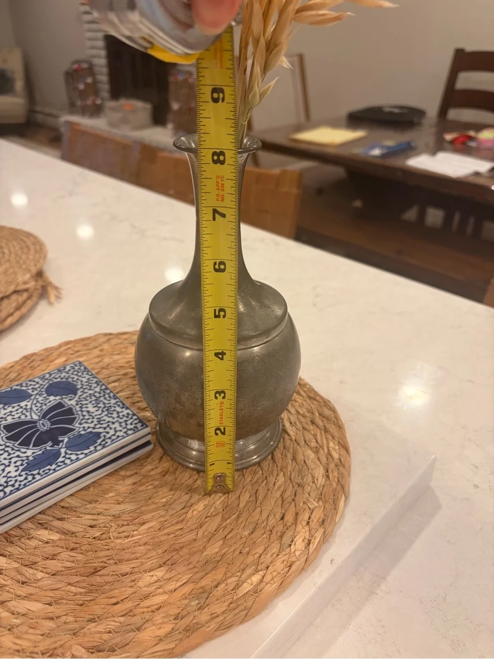 Antique-pewter Metal Vase in Aged Silver